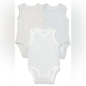 3 Pack Unisex Sleeveless Bodysuit 12M